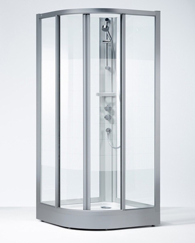 Ifö Duschkabin Solid Kvartsrund Komplett SKR NS 900 x 900 Std Screentryckt Glas